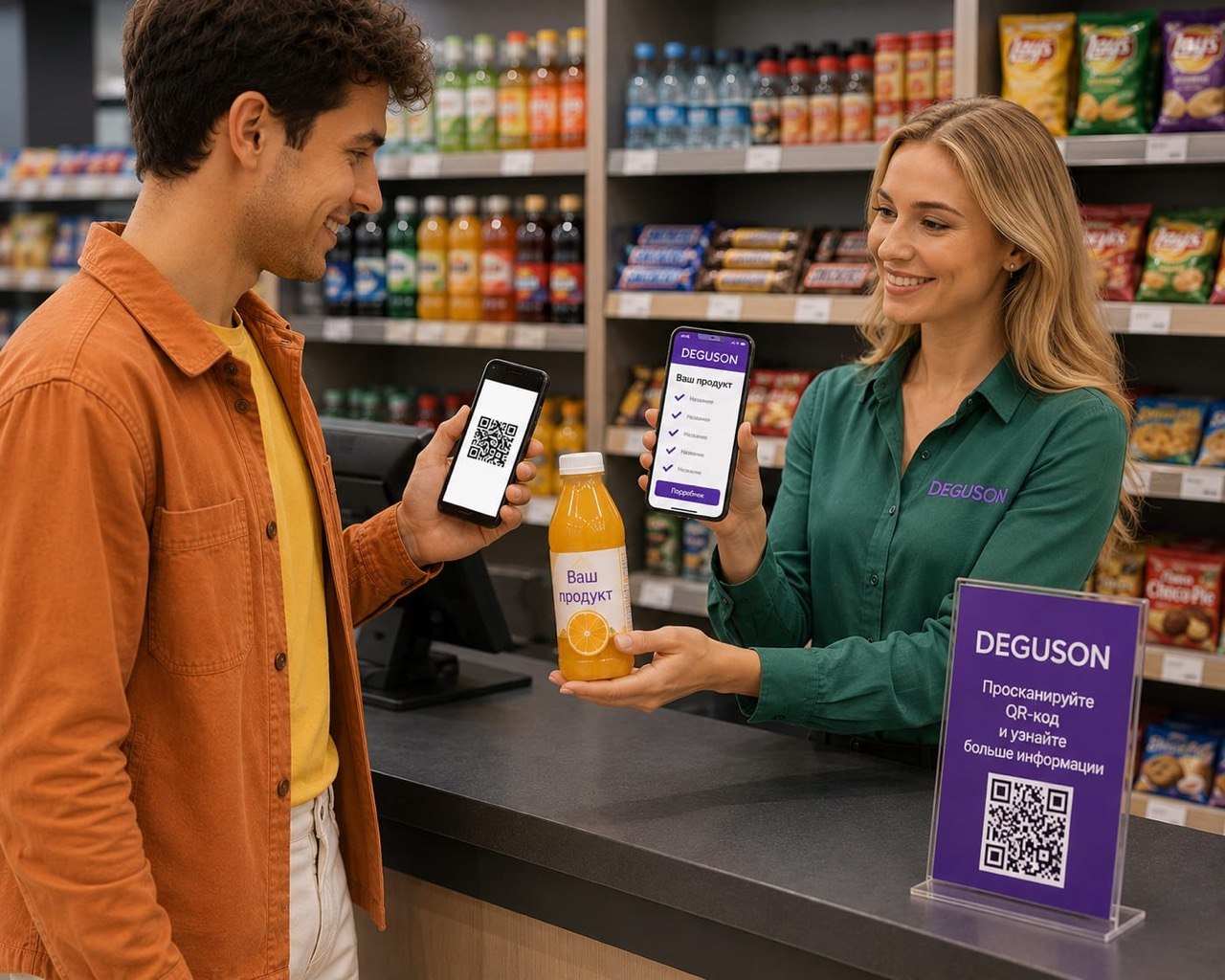 Scanning a DEGUSON QR code at a pickup point